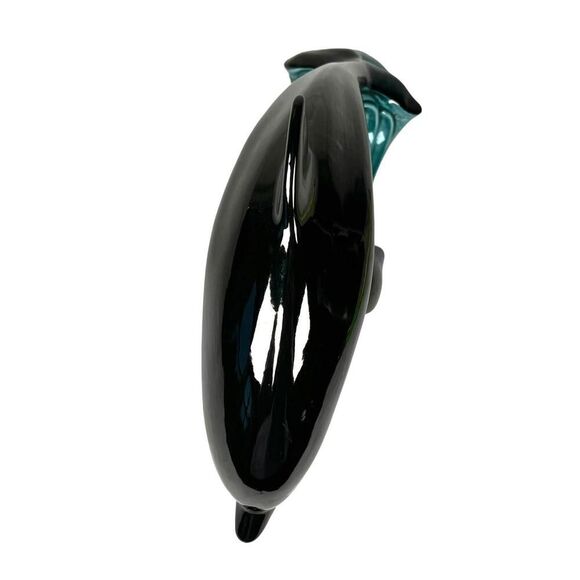 Poole Pottery Dolphin Figurine Large 11 ” Vtg 60’s Mid Century Modern Teal Black - Picture 7 of 7